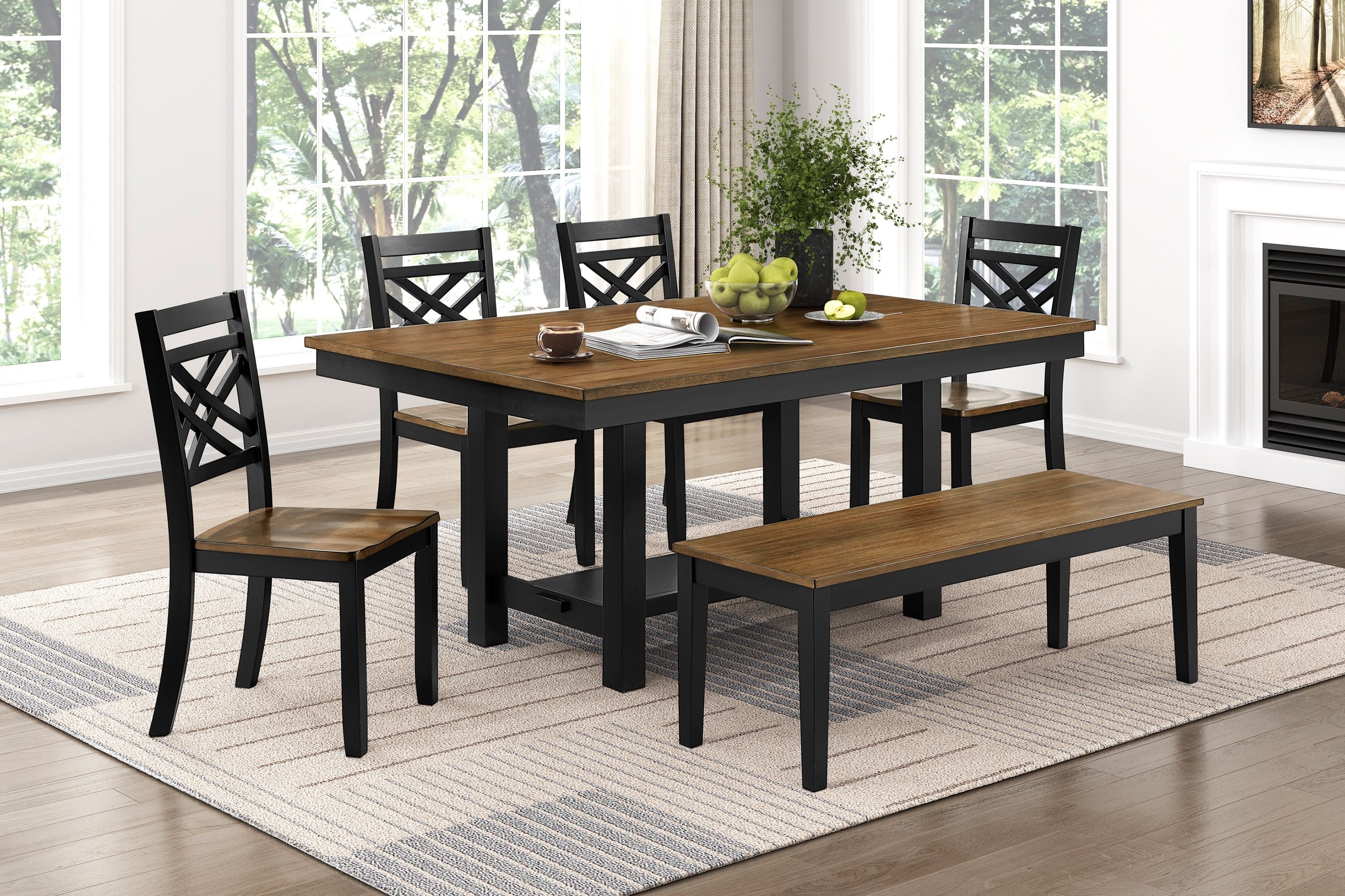 Black And Brown 6Pc Dining Set