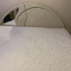 White King Bed With 2 White Chest