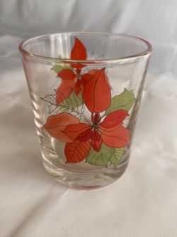 Christmas Set 4 Vintage Crisal Block Old Fashion Poinsettia Portugal w/Box