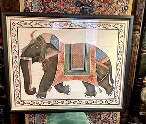 Beautifully  Professionally Framed Large Painting Of An Indian Elephant