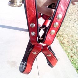 Leather Harness Red And Black Adjustable