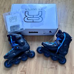 FR FRXP 80 Black And Blue Freeride Skates (Inline Skates/ Roller Skates).NEW Condition. Tested 1 Time Only. Unisex Size 7 - (7 to Men, and 8 to Women)