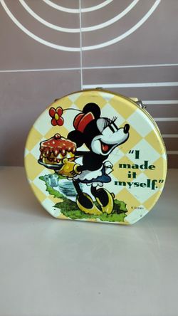 Disney Minnie Mouse Tin Lunch Box Pail I Made It Myself 6" Series 1 Metal 1998