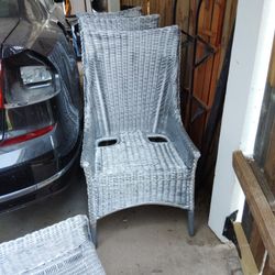 Four Silver Whicker Chairs 