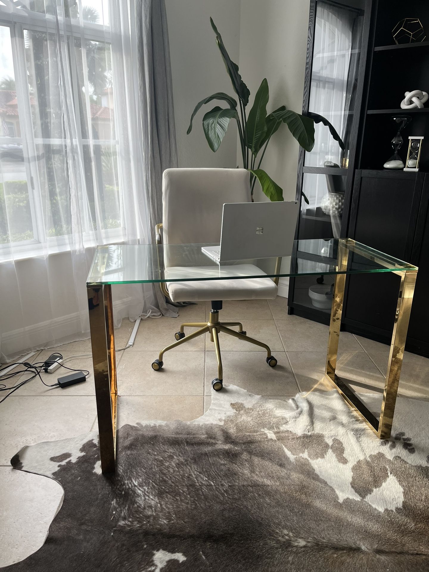 Desk Glass With Gold Legs.