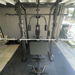 Vesta Fitness Smith Machine 2001 w/Bench Attachment | 230lb Bumpers Weights | 7ft Olympic Bar | Fitness | Gym Equipment | FREE DELIVERY 🚚 