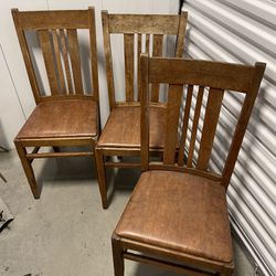 Vintage (Set of 3) Wood Dining chairs Craftsman Mission Style