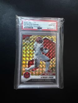 2021 PANINI MOSAIC 247 Ja’MARR CHASE REACTIVE YELLOW PSA 10