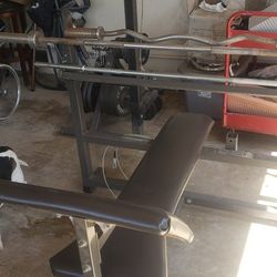 Olympic Body Building Bench With Attachments Plus Wieghts