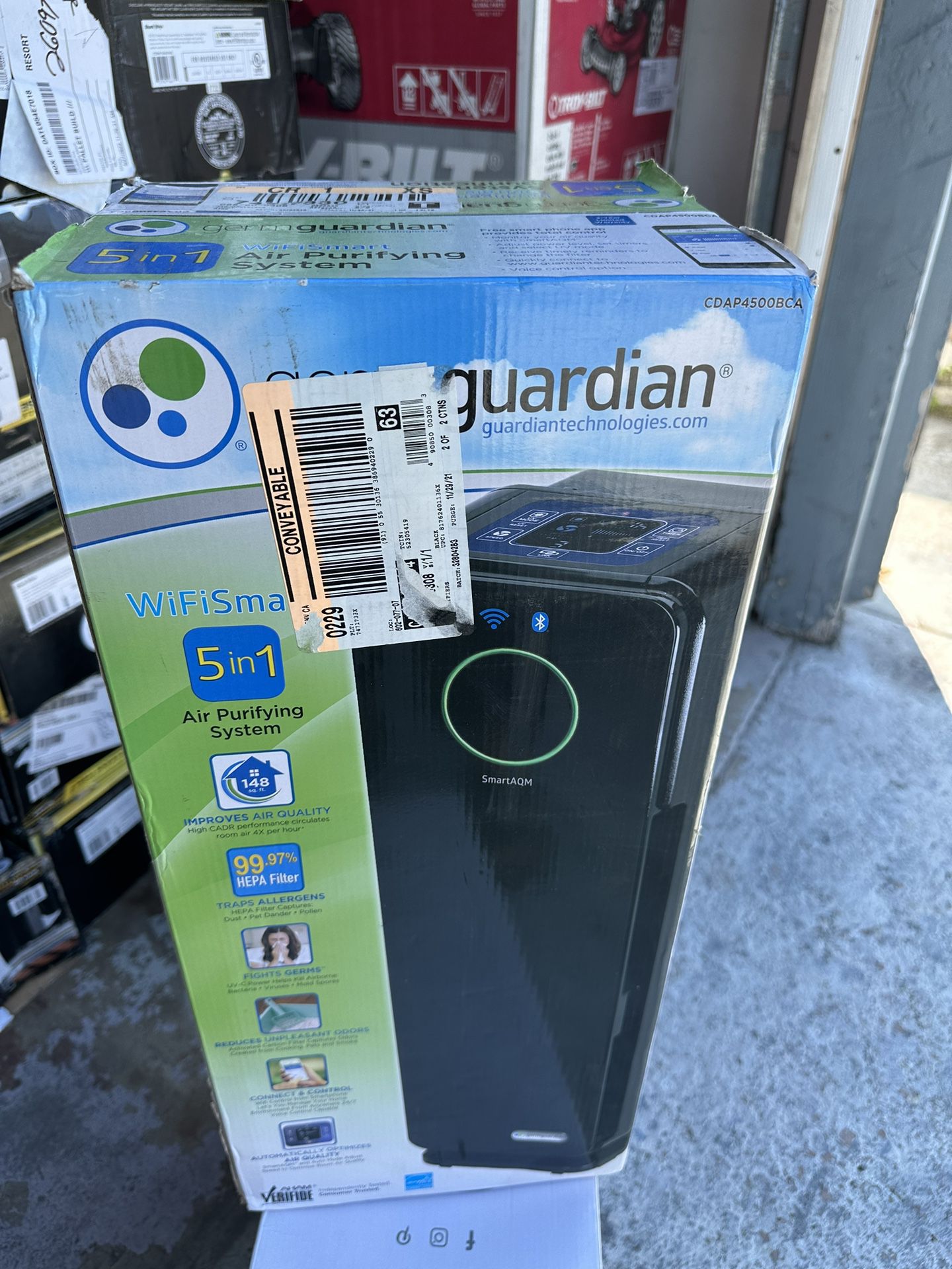 Germ Guardian Wi-Fi Bluetooth Smart Voice Control Air Purifier, UV Light Sanitizer Eliminates Germs, Mold, Odors, True HEPA Filters Allergies, Pollen,