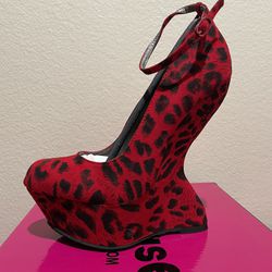 Womens Dollhouse Red Cheetah High Heel Size 5.5, 6, 6.5, 7, 7.5, 8, 8.5, And 9