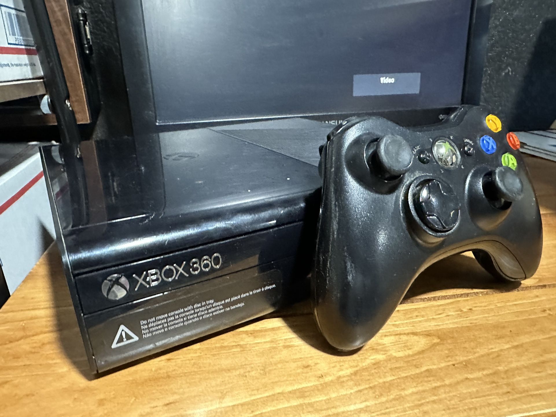 Xbox 360 E Black With One Controller And 2 Games 