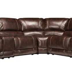 6 Piece L Shape Leather Sofa With Recliners- Looks New