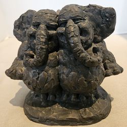 Happy Bronze Elephants  Sculpture 6.5"X 6.5"X 4"