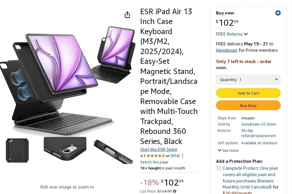 Magic keyboard Like. iPad Air 13 Inches M2/M3 ESR Keyboard Case