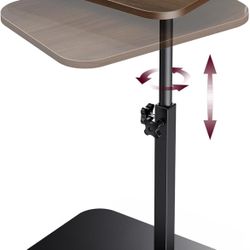 End Table C-Shaped Adjustable Pedestal Side Table Night Stand with 360° Rotating Top, Height Adjustable, Small Couch Living Room or Bedroom Versatile 