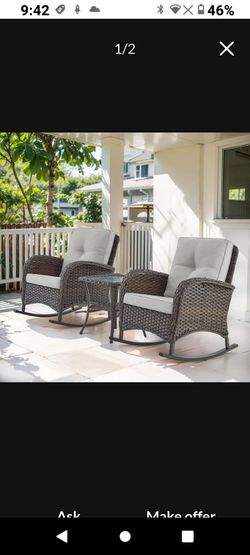 Brand new in the box patio rocking chairs three-piece patio chair set outdoor patio furniture in the box 🆕🛺🆕