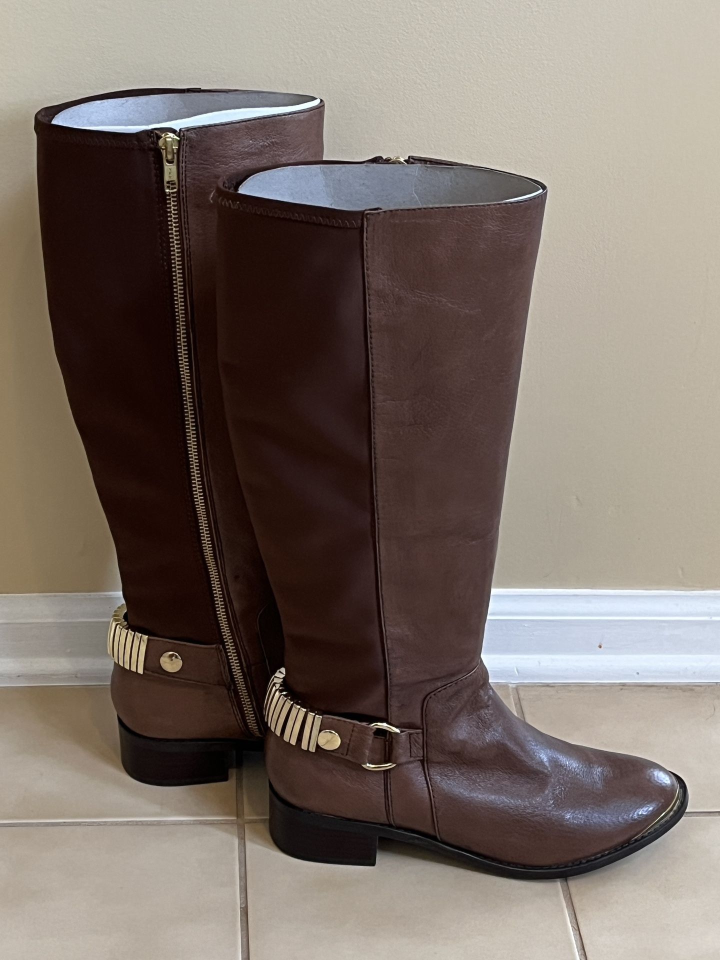 New Steve Madden 18” High Knee Brown Leather Boots