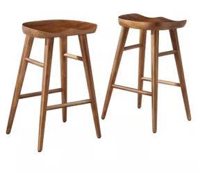 🪑Modway Saville 27 in. in Walnut Backless Wood Counter Stools - Set of 2 NEW MSRP $254🪑