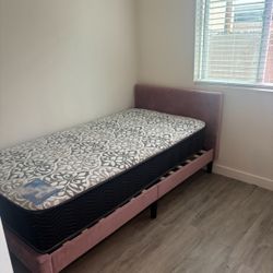 Pink mauve Velvet Twin Bed Frame