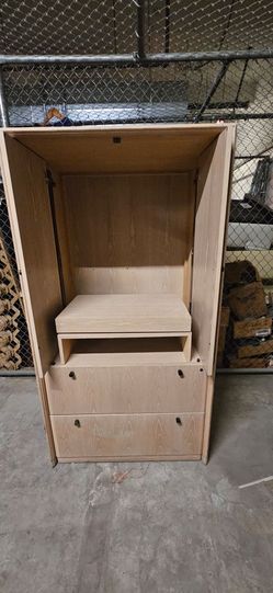 Wood Grain Armoire with Drawers