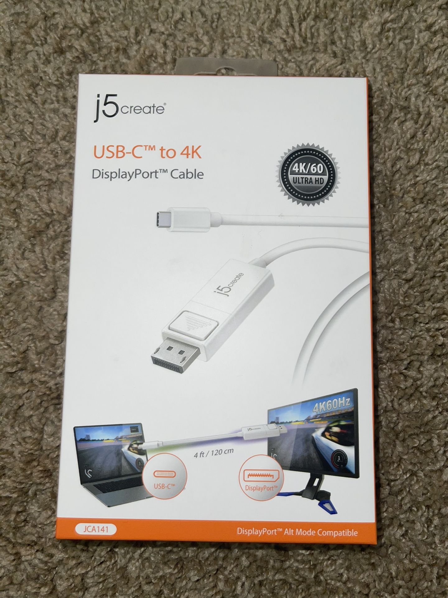 USB-C To 4k Display Port Cable