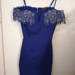 Brand New Royal Blue Spaghetti Strap Off The Shoulders Dress Size Small 