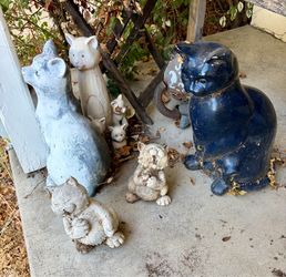 Assorted Decorative Cat Statues – Indoor/Outdoor Garden Décor –