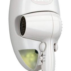 NEW Conair 1600W Wall-Mount Hair Dryer 134W with LED Night Light, Auto-Shutoff, 2-Heat, 2-Speed, Lightweight, Compact - White