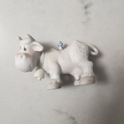 Precious Moments "Cow Fig With Bell And Blue Bird" With Box