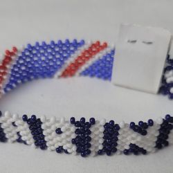 Handmade African Bracelet DRC Congo Flag With CARING Wording 9" Around 3/4" Wide