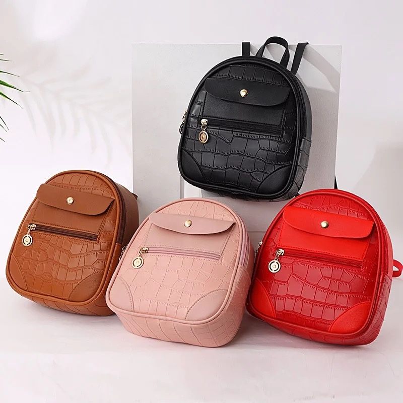 Leather Mini-backpack For Women; Free Shipping