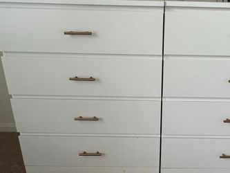2 Ikea malm White 4-Drawer Dressers with Gold Handles