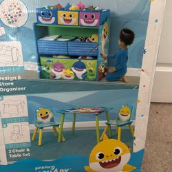 Unopened Baby Shark Table Chairs Organizer For Toddler Room