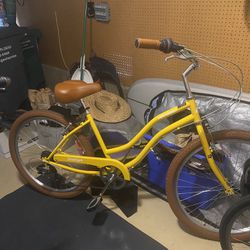 Yellow Beach Cruiser Bike
