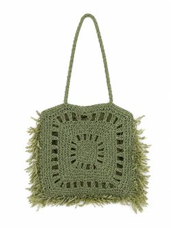 Medium Green Crochet Shoulder Bag / Beach Bag