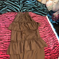 brown and black long skirt, size large 