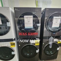 Washtower Stacked Smart Laudry Center 4.5 Cu. Ft. Front Load Washer & 7.4 Cu. Ft. Ventless Dryer 