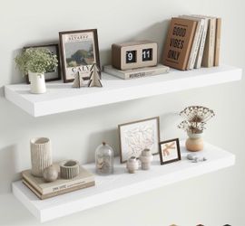 New set of 2 white 36” floating shelves