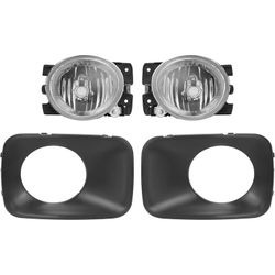 Kojem Fog Light Bezel & Fog Light Compatible with 2009 2010 2011 Honda Pilot Fog Light Lamp Cover Trim Pair Le