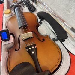 4/4 Full Size Electric Acoustic Violin with New Bow, Digital Tuner, Shoulder Rest, Cable $160 Firm