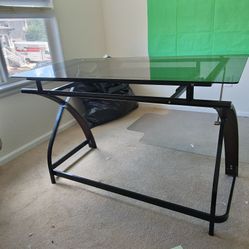 Office Glass Desk With Chair Mat For Carpet 