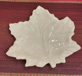 Ceramic Maple Leaf Dish - Cream 10” by 10”