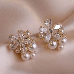 Crystal And Pearl Earrings Brand New