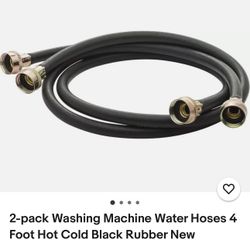 2-pack Washing Machine Water Hoses 4 Foot Hot Cold Black Rubber New