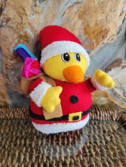 Vintage Holiday Plush Duck Dressed As Santa Claus