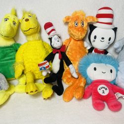 Kids Books Dr Seuss Plush Toy Lot Cat in the Hat Thing 2 Yertle Sneech Foot Book
