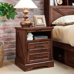 Farmhouse Nightstand with 2 Drawers and Charging Station NEW