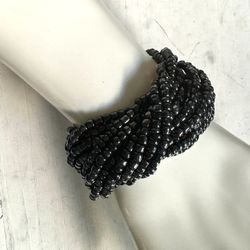 The Beaded Soul Black Beaded Multi Strand Bracelet 