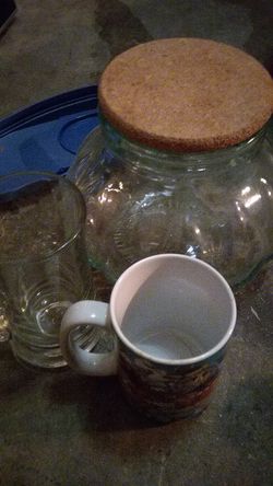 Mugs and cookie jar